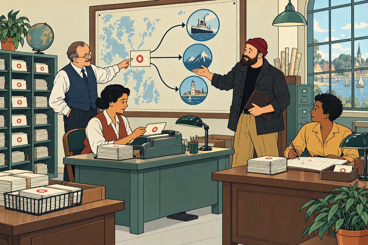 Conceptual illustration: Aaron explains how one authoritative record connects to shared destinations as staff work from coordinated information.